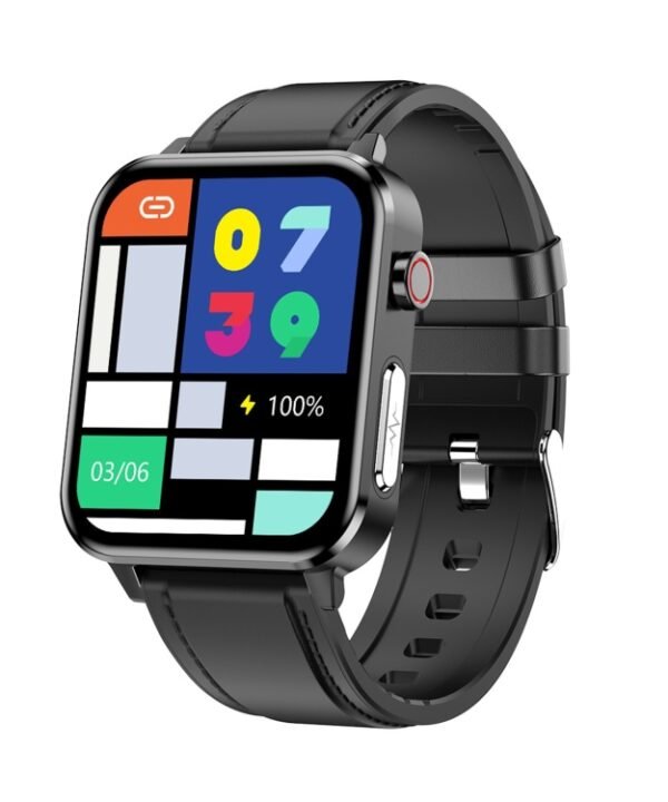 E86 1.7 inch TFT Color Screen IP68 Waterproof Smart Watch, Support Blood Oxygen Monitoring / Body Temperature Monitoring / AI Medical Diagnosis, Style: Leather Strap, Leather Strap(Black), Leather Strap(Brown)