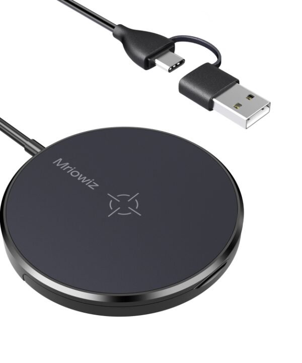 Mriowiz M-2001W 15W Desktop MagSafe Magnetic Wireless Charger , with USB + USB-C / Type-C Data Cable & Holder