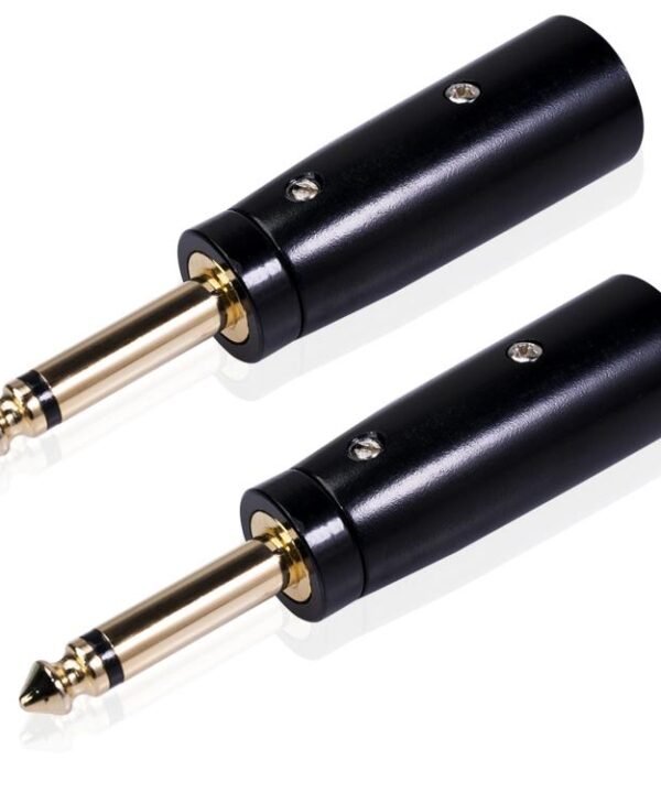 2 PCS LZ1168G Gilded 6.35mm Mono Male to XRL Male Audio Adapter Microphone Stereo Speaker Connector