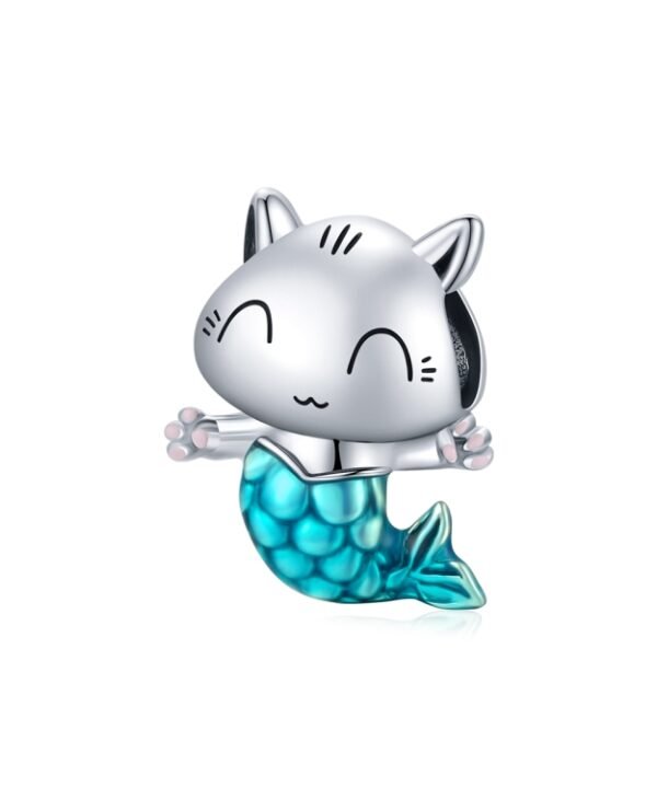 S925 Sterling Silver Cat Mermaid Beads DIY Bracelet Necklace Accessories