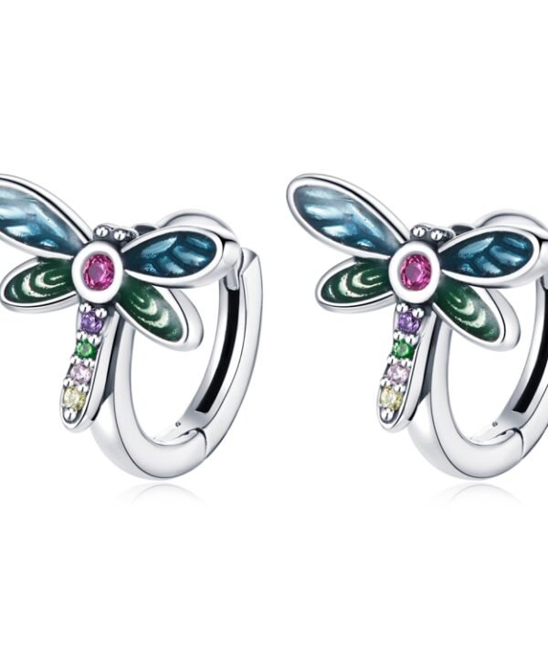 S925 Sterling Silver Vintage Dragonfly Ear Studs Women Earrings