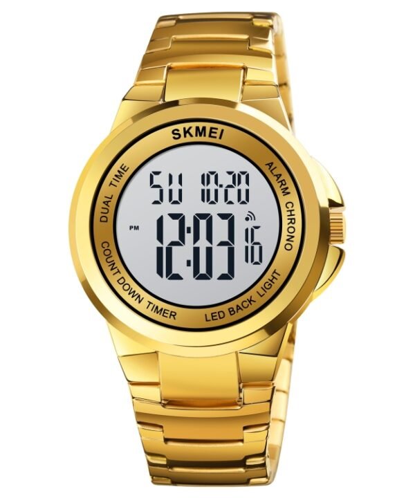 SKMEI 1712 Dual Time LED Digital Display Luminous Stainless Steel Strap Electronic Watch