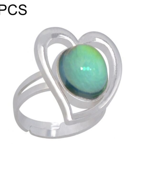 5 PCS Temperature Sensitive Discoloration Adjustable Open Ring, Heart Gem, Straw Hat Sun Shield, Big Starfish, Big Heart Gem, Dolphin Holding Ball, Guitar, Plum Blossom Gem, Clover, Four-leaf Clover, Four-leaf Flower Gems, Sun Gem, Little Dinosaur, Faw...