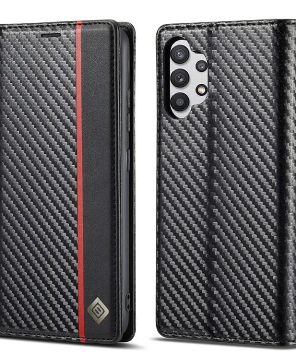 LC.IMEEKE Carbon Fiber PU + TPU Horizontal Flip Leather Case with Holder & Card Slot & Wallet For Samsung Galaxy A32 5G(Vertical Black), For Samsung Galaxy A32 5G