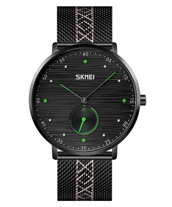 SKMEI 9218 Men Horizontal Striped Arabic Numeral Dial Mesh Belt Quartz Watch