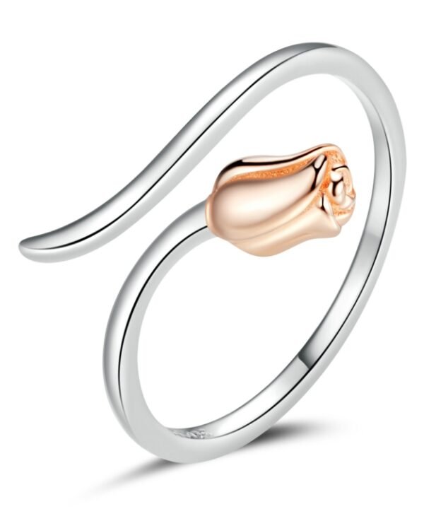S925 Sterling Silver Rose Women Open Ring