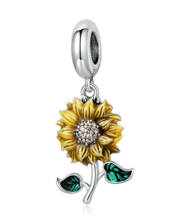 S925 Sterling Silver Sunflower Pendant DIY Bracelet Necklace Accessories