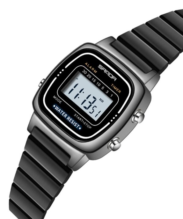SANDA 6053 Square LED Digital Display Dial Running Seconds Alarm Clock Electronic Watch for Women