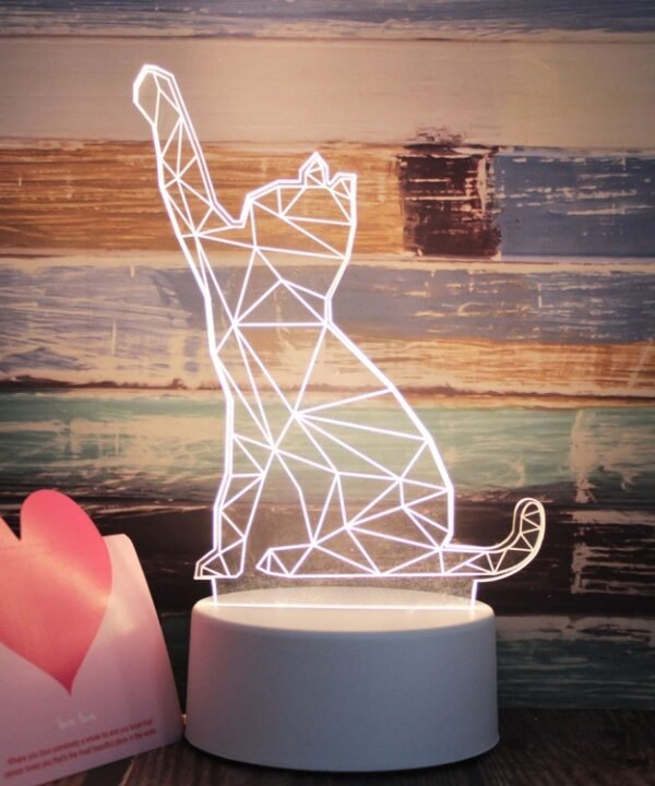 White Base Creative 3D Tricolor LED Decorative Night Light, Button Plug Version, Cat, Iorn Tower, I Love You, Plain Sailing, Owl, Jellyfish, Love Balloon Bear, Castle in the Sky, Have You All the Way, Love Bear, Deer, Geometric Horse, Castle, Pig, Hear...