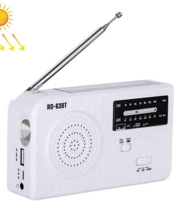 RD-638T Two-band Solar Powered AM / FM Radio Player Flashlight with Dynamo Function