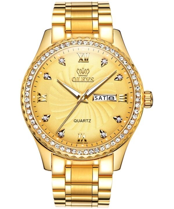 OLEVS 5565 Men Fashion Waterproof Stainless Steel Strap Diamond Quartz Watch