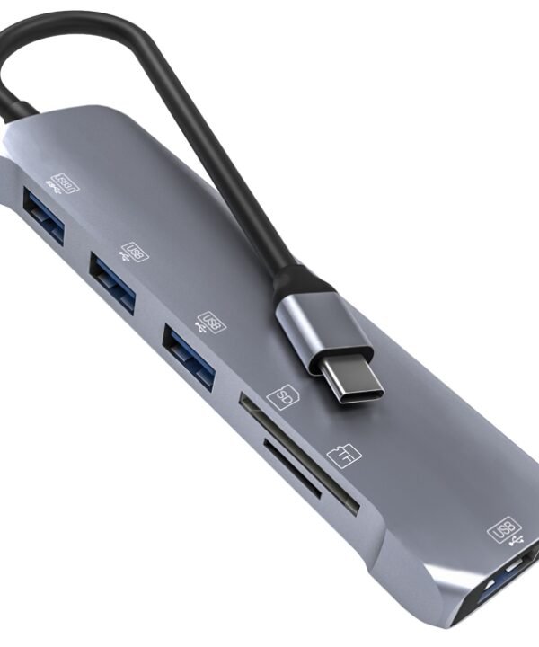 NK-3043H 6 in 1 USB-C / Type-C to TF / SD Card Slot + USB 3.0 + 3 USB 2.0 Female Adapter