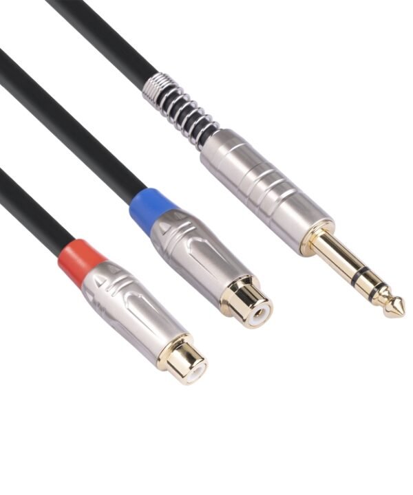 TC030YTR048-03 6.35mm Male to Dual RCA Female Bifurcated Audio Cable, Length: 30cm