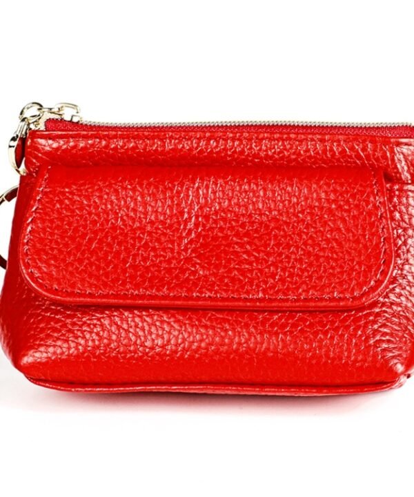 Litchi Texture Cowhide Hand Held Small Wallet for Ladies