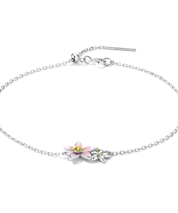 S925 Sterling Silver Cherry Blossom Bracelet Women Jewelry