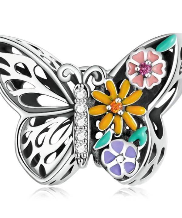 S925 Sterling Silver Flower Butterfly Beads DIY Bracelet Necklace Accessories