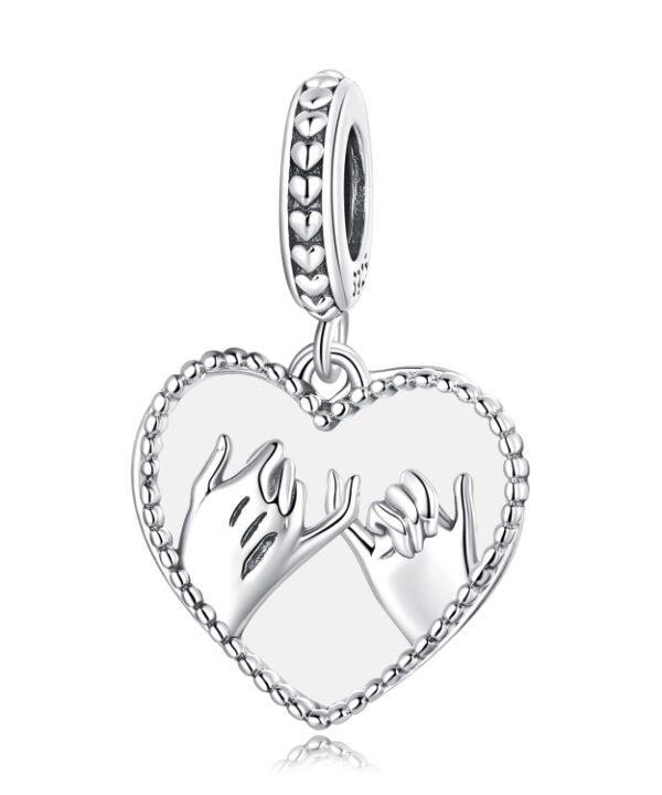 S925 Sterling Silver Heart Hand In Hand Pendant DIY Bracelet Necklace Accessories
