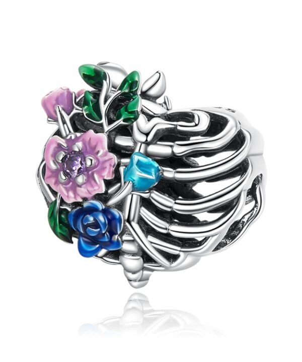 S925 Sterling Silver Heart Rib Flower Beads DIY Bracelet Necklace Accessories