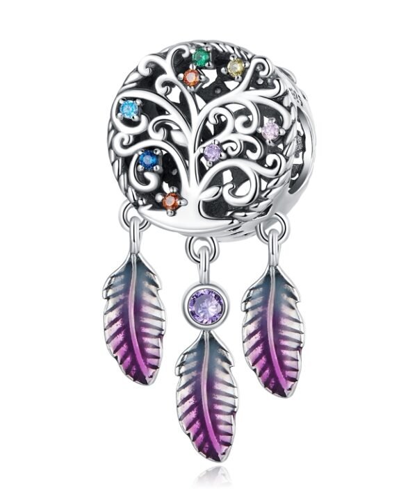 S925 Sterling Silver Tree Of Life Dream Catcher Beads DIY Bracelet Necklace Accessories