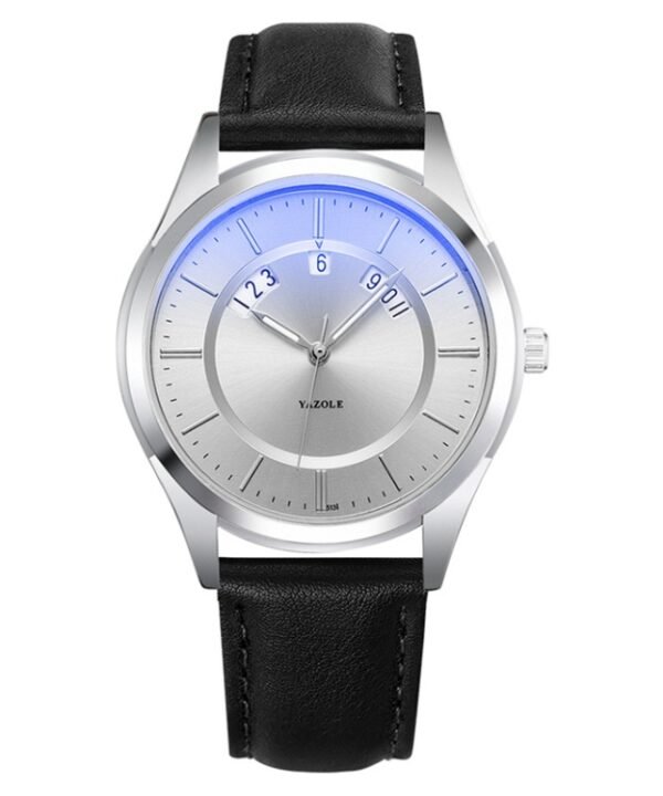 YAZOLE 513 Leather Band Calendar Waterproof Quartz Watch