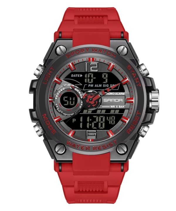 SANDA 6092 Luminous Dual Time Display Waterproof Sports Watch, EDA003166501A, EDA003166501B, EDA003166501C, EDA003166501D, EDA003166501E, EDA003166501F