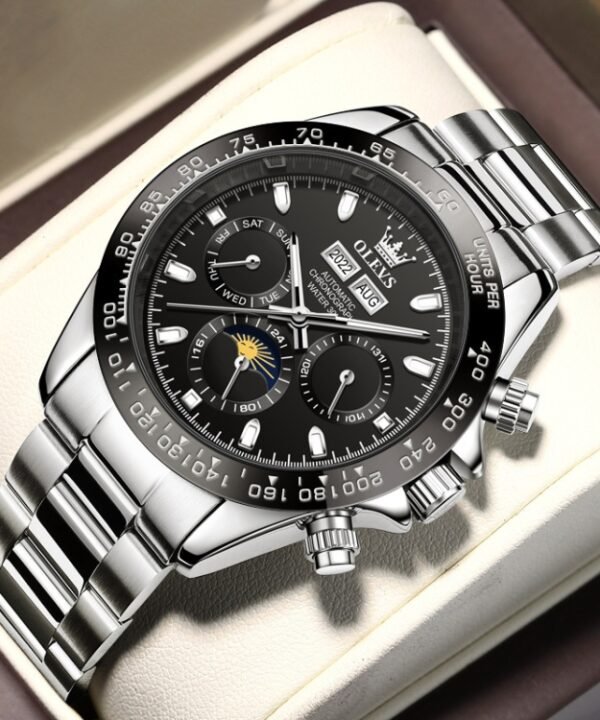 OLEVS 6654 Multifunction Dial Mechanical Movement Men Watch
