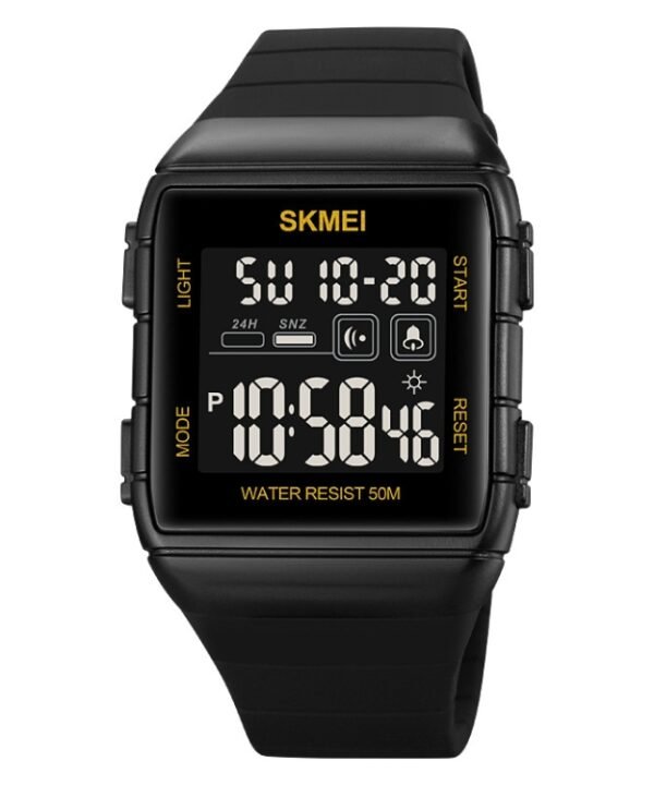 SKMEI 1960 Stainless Steel Buckle Silicone Strap Waterproof Electronic Watch, 1960 Black Gold, 1960 Black and White Machine, 1960 Black and Black Machine, 1960 Blue, 1960 Light Grey