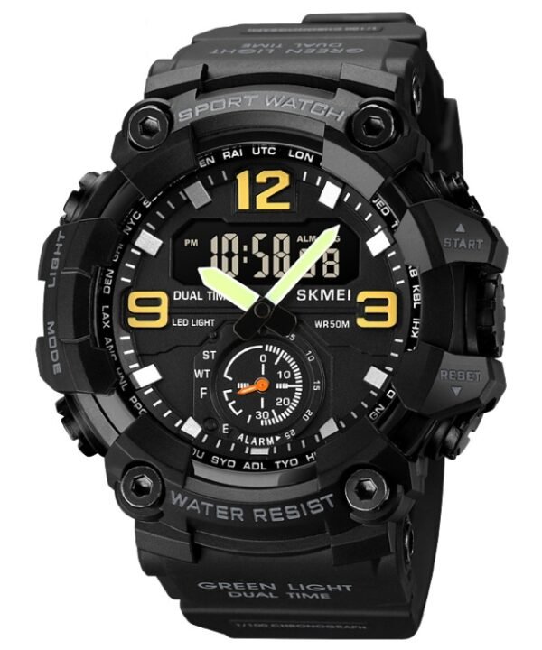 SKMEI 1965 Stainless Steel Buckle PU Strap Waterproof Electronic Watch