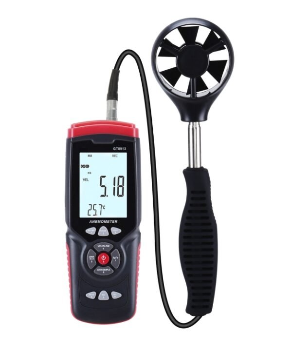 GT8913 Handheld Digital LCD Hot Wire Anemometer, Battery Not Included