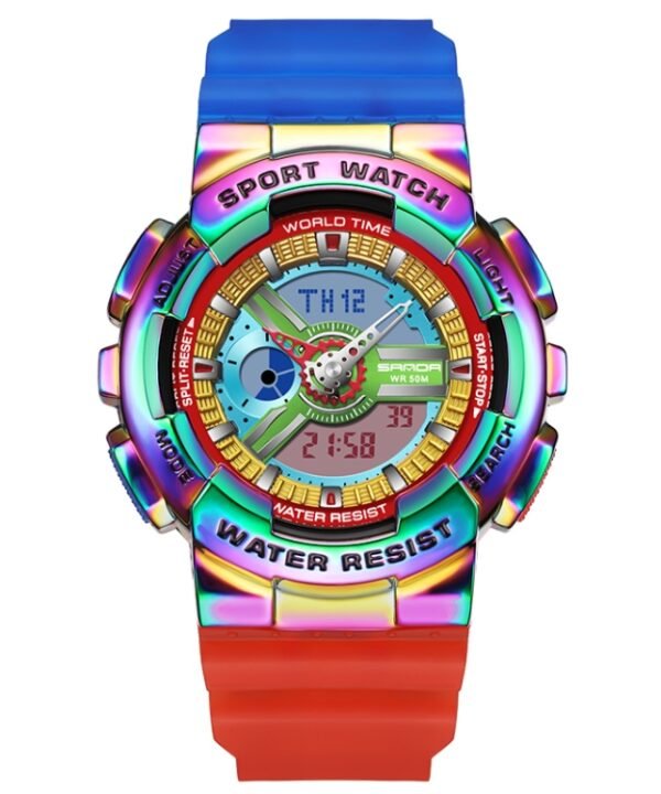 Sanda 3137 TPU Strap Luminous Waterproof Dual Display Electronic Watch