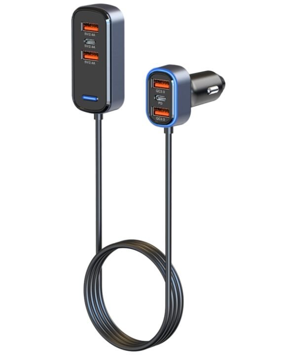 SC05 65.5W 6 in 1 PD / QC3.0 Fast Charge Extended Car Charger
