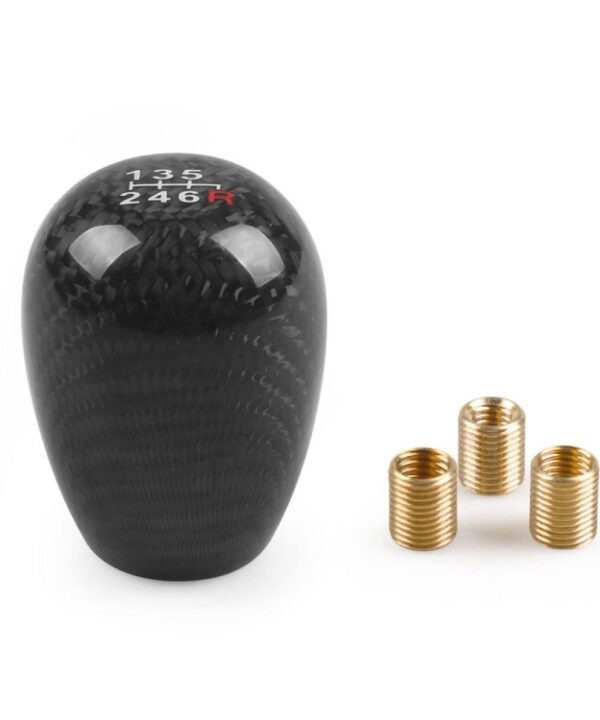 Car Modified 6 Speed Carbon Fiber Gear Stick Shift Knob Head