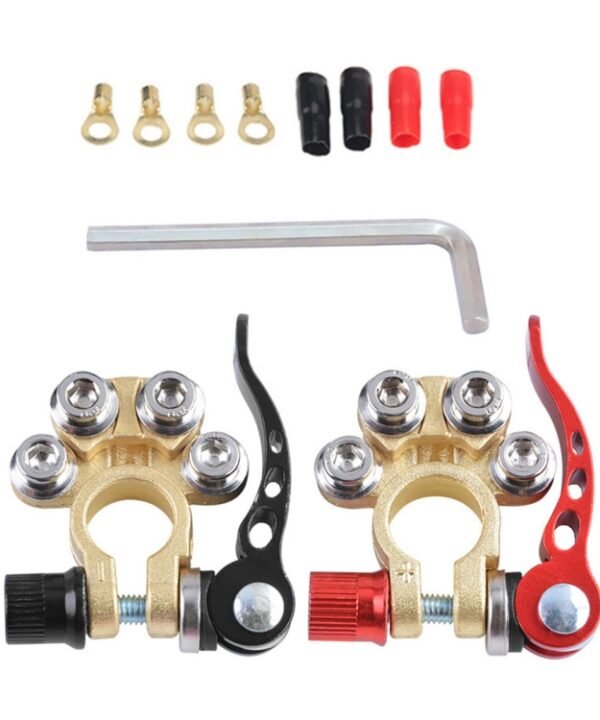 1 Pair Car Battery Terminals Quick Disconnect Cables Connectors, with L Wrench + Terminal