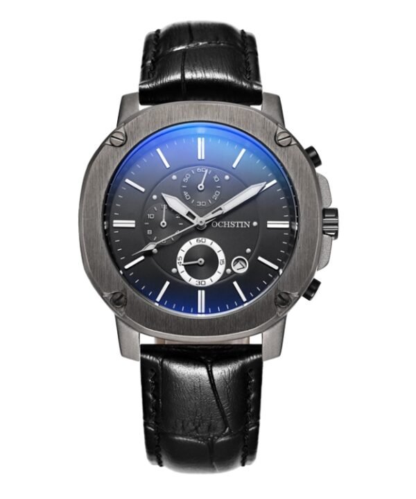 Ochstin 5039C Multifunctional Business Men Watch Luminous Waterproof Leather Quartz Watch