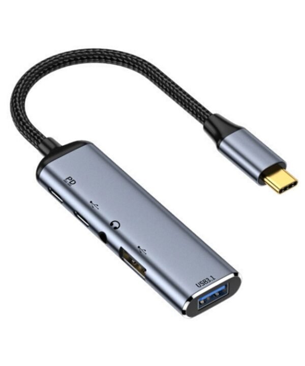Y003 5 in 1 USB-C/Type-C to USB3.1+USB2.0+Dual USB-C/Type-C+3.5mm Audio Interface Multifunctional Adapter