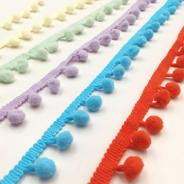 20 Yards Pompom Lace Ribbon Fur Ball Trim For Craft DIY Curtain Home Decorative Clothes Sewing Accessories, 1CM - Image 4