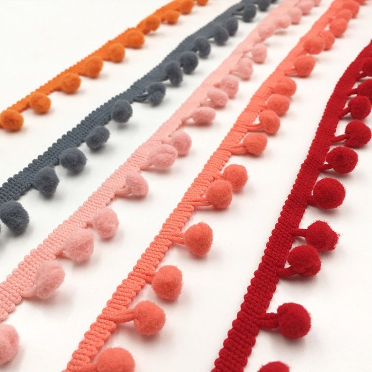 20 Yards Pompom Lace Ribbon Fur Ball Trim For Craft DIY Curtain Home Decorative Clothes Sewing Accessories, 1CM - Image 5