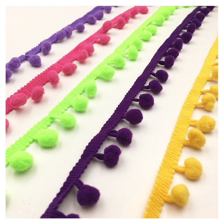 20 Yards Pompom Lace Ribbon Fur Ball Trim For Craft DIY Curtain Home Decorative Clothes Sewing Accessories, 1CM - Image 6