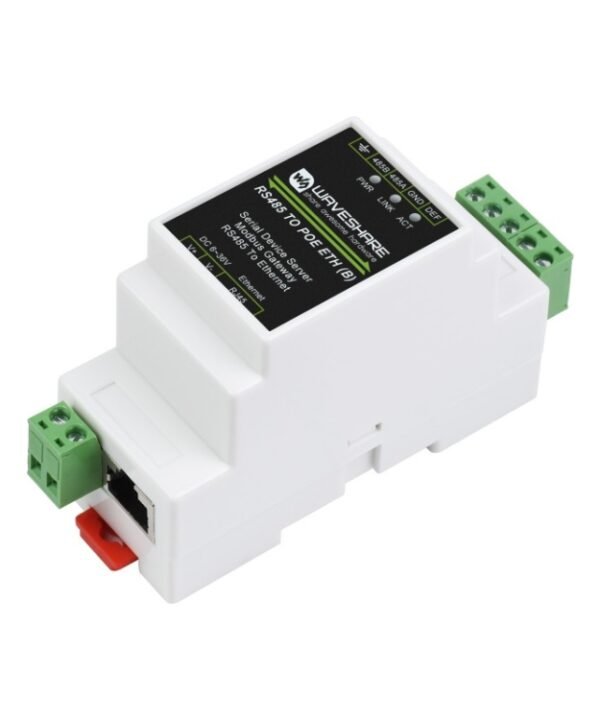 Waveshare Din Rail RS485 to RJ45 Serial Server with POE Function