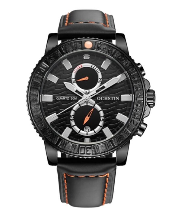 Ochstin 6045A Multifunctional Quartz Luminous Genuine Leather Men Watch