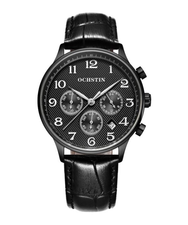 Multifunctional Quartz Men Leather Watch, Ochstin 6050E