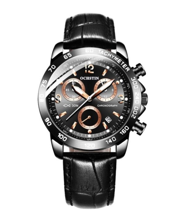 Multifunctional Quartz Waterproof Luminous Men Leather Watch, OCHSTIN 6123C