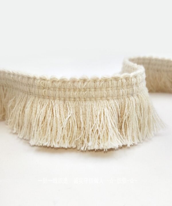 25m 4cm Beige Cotton Thread Tassel Lace Decorative Ribbon For Craft DIY Curtain Home Decorative Clothes Sewing Accessories