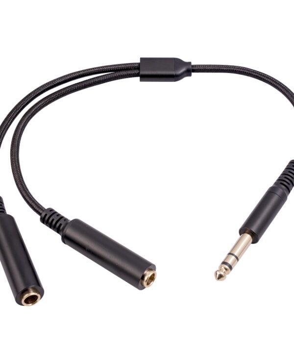 3718 6.35mm Male to Dual Female 1/4 TRS Stereo Audio Cable, Length: 30cm