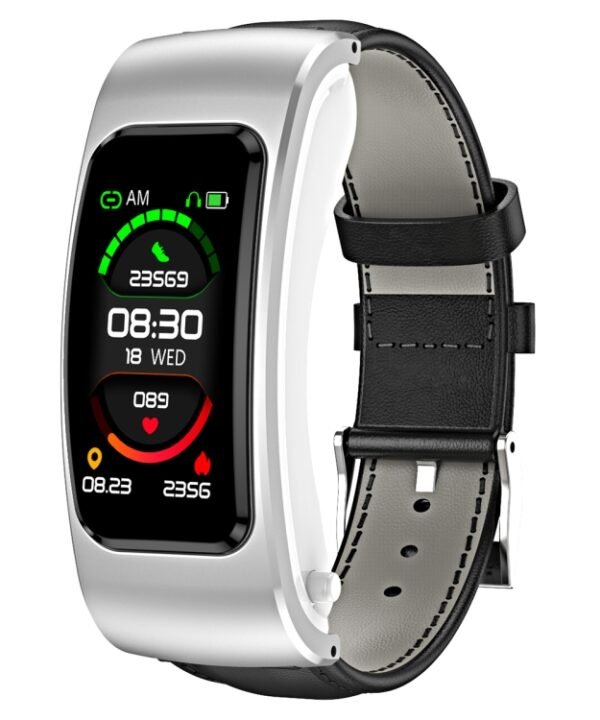 K60 1.08 inch Leather Band Earphone Detachable Life Waterproof Smart Watch Support Bluetooth Call, Leather Band (Black Silver), Leather Band (Brown), Leather Band (Black), Leather Band (Brown Silver)