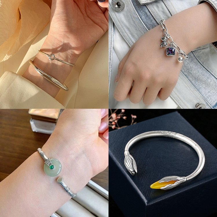 Sterling Silver Vintage Open Bracelet Hand Decoration, SL0259, SL0460, SL0873, SL0868, SL0865, SL0864, SL0823, SL0816, SL0731, SL0734, SL0779, SL0812, SL0724, SL0762, SL0702, SL0756, SL0662, SL0757, SL0737, SL0686, SL0750, SL0749, SL0748, SL0411, SL074... - Image 5