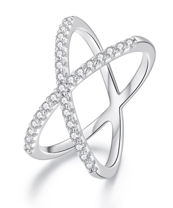 S925 Sterling Silver White Gold Plated Dual Layer Moissanite Ring Hand Decoration, MSR036-8
