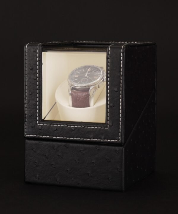 Leather Single Watch Box Electric Motor Watch Shaker Automatic Watch Shaker, US Plug, Single, Ostrich Pattern, Single, Carbon Fibre, Single, Black, Single, Dark Brown