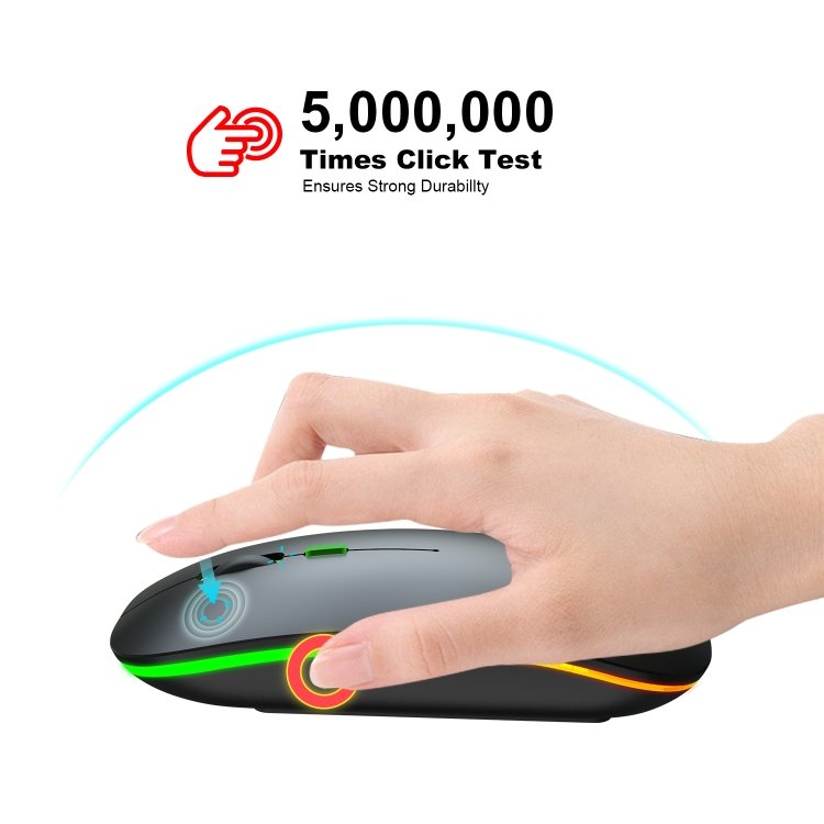 HXSJ T18 2.4GHZ 1600dpi Dual-mode Light-emitting Wireless Mouse USB + Bluetooth 5.1 Rechargeable - Image 12