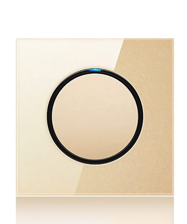 86mm Round LED Tempered Glass Switch Panel, Gold Round Glass, One Open Dual Control, Two Billing Control, Two Open Dual Control, Three Billing Control, Three Open Dual Control, Four Billing Control, Four Open Dual Control, One Open Multiple Control...